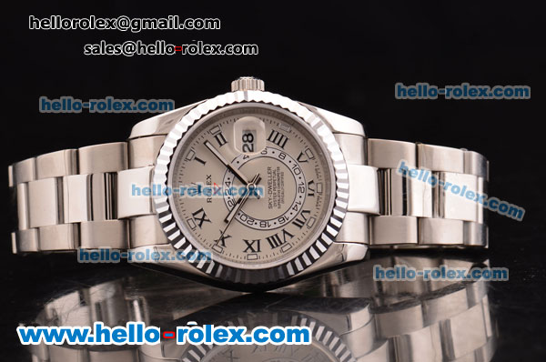 Rolex Sky-Dweller Asia 2813 Automatic Steel Case/Strap with Grey Dial and Roman Markers - Click Image to Close